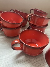 Vintage 50's Metlox Poppytrails Red Rooster Flamenco Red Mug set of 6 image 5