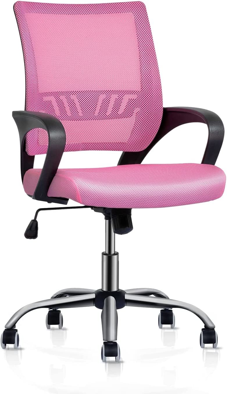 Pink Monibloom Mesh Office Home Chair, Adult Women&#39;S Mid Back Ergonomic ... - $60.92