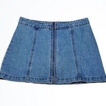 Altar&#39;d State Denim Blue Jean Mini Skirt w Zipper Accent Size S Waist 30... - $27.55