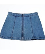 Altar&#39;d State Denim Blue Jean Mini Skirt w Zipper Accent Size S Waist 30... - £21.76 GBP