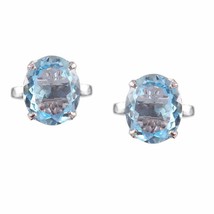 Grand Topaze Bleu Boutons Manchette 10x12 MM Ovale 10 CT Topaze pour Homme - £88.81 GBP