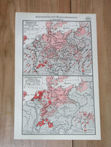 1938 Vintage Historical Map Of Reformation And COUNTER-REFORMATION In Germany - £13.36 GBP
