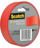 Lot of 4 Scotch Expressions Masking Tape .94&quot; x 20 yds. Red (3437-PRD) NEW - £6.28 GBP