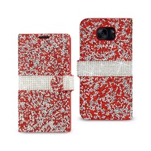 [Pack Of 2] Reiko Samsung Galaxy S7 Edge Diamond Rhinestone Wallet Case In Red - £24.47 GBP