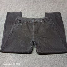 Wrangler Jeans Men 38x32 Black Stone Wash Relaxed Fit Straight Leg - $285.49 MXN
