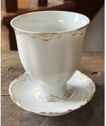 Antique Haviland France Limoges Ranson Gold Trim Egg Cup Attached Underp... - £71.92 GBP