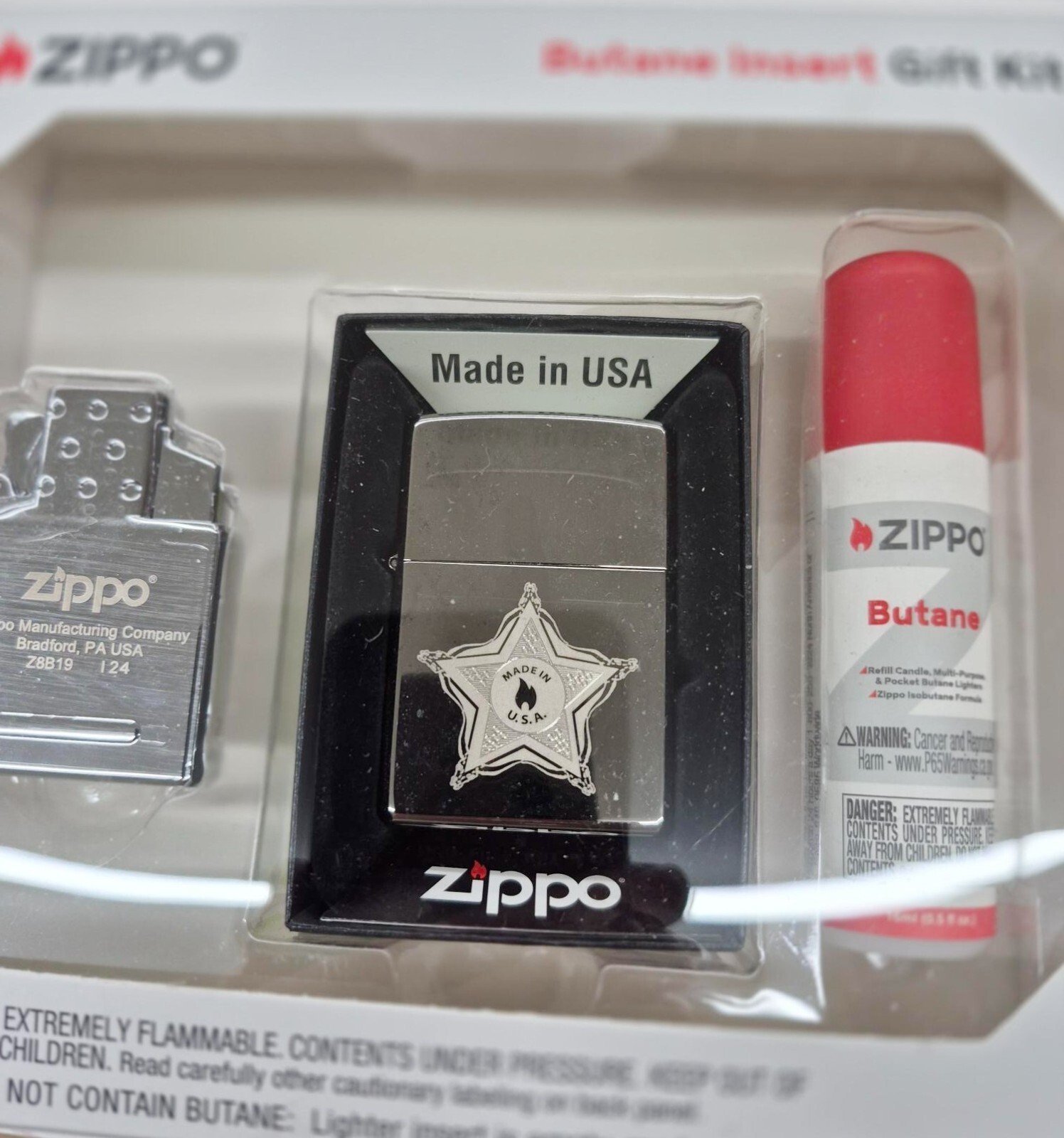 Rare Polished Zippo Star Zippo Lighter Gift Kit - $37.95