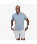 Mizzen+Main Button Up Shirt Leeward Horizontal Stripe Chambray Large Tri... - £28.79 GBP