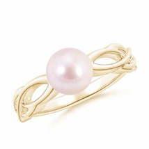 ANGARA Japanese Akoya Pearl Interlaced Shank Engagement Ring in 14K Gold - £563.09 GBP