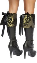 Victorian Pattern Boot Cuffs Toppers Covers Velvet Swirls Pirate Costume... - £18.12 GBP