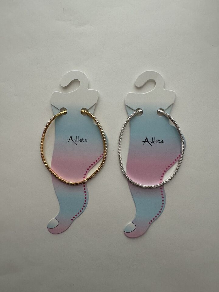 2 Piece Lot Sexy Rhinestone Tennis Anklet Ankle Bracelet