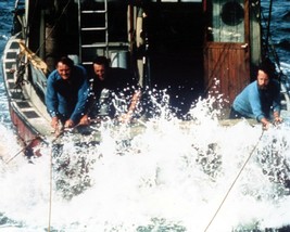 Jaws Robert Shaw Roy Scheider Richard Dreyfus on Orca shark on ropes 8x10 photo - £7.67 GBP