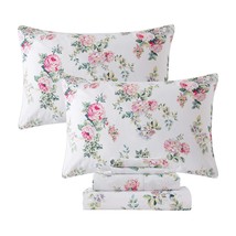 Sheets Set Cal King Pink Rose Floral Bedding Shabby Peony Flower Bed Sheet Set V - £119.42 GBP