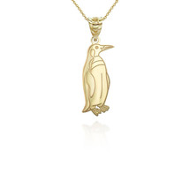 14k Solid Gold Penguin Pendant Necklace - Yellow, Rose, or White - £135.64 GBP+