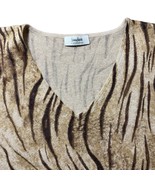 Neiman Marcus 100% Cashmere Tiger Stripe Animal Print V-Neck Sweater - 3... - £26.67 GBP