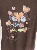 Disneyland Resort Mickey &amp; Minnie Women Junior Size XL T-shirt Brown Sho... - $9.04