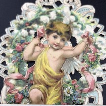 Antique Victorian Valentine Die Cut Ornate Cherub 3D Tiered - $13.50