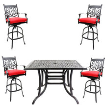 5 piece bar set outdoor cast aluminum swivel stools and table Desert Bro... - $2,767.05
