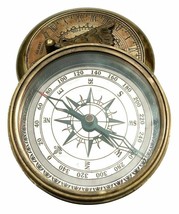 Vintage Sundial Compass Brass Finish Nautical Navigational Tool For Camp... - $42.08