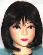 Modacrylic Fibre Woman&#39;s Dark Brown Medium Length Straight Hair Bangs Wig NEW - £58.18 GBP