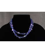 Vintage Blue AB Flash Glass Abstract Beaded Two Strand Necklace 16&quot; Long - £19.54 GBP