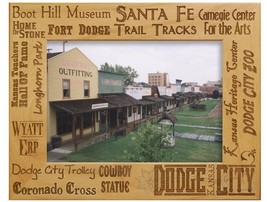 Dodge City Kansas Key Places Laser Engraved Wood Picture Frame (5 x 7) - $31.57