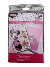 Disney Minnie Mouse Thank You Cards Set Of 8 With Pink Envelopes And Seals - £3.03 GBP