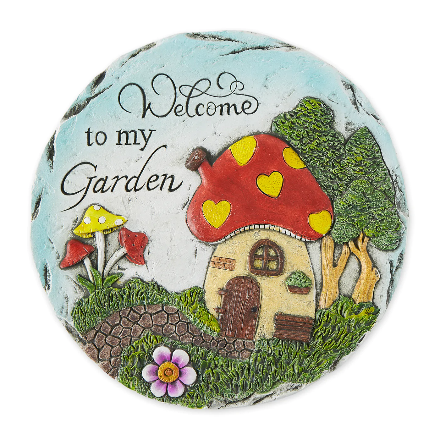 Welcome to my Garden Mushroom House Stepping Stone - $22.40