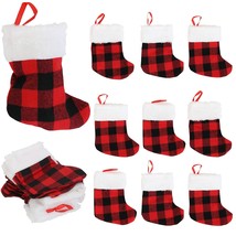 Mini Christmas Stockings, 6-Inch, Red Buffalo Plaid, 24-Pack - £18.09 GBP