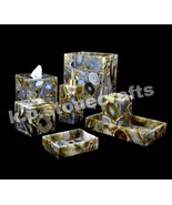 Natural Agate Stone Bathroom Accessories Set – 7-Piece Luxury Vanity Décor - $16,961.18 MXN