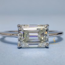 East West 1.7 Carat Emerald Cut White Moissanite Engagement Ring 925 Sterling Si - £140.75 GBP