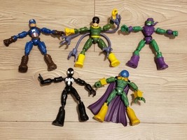 Marvel Lot Of 5 Bend And Flex Figures 6&quot; Goblin Spiderman Doc America My... - $26.99