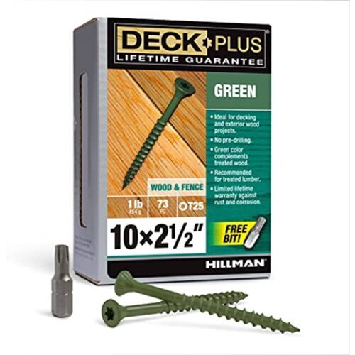 Deck Plus 48401 Wood Screws #10 x 2-1/2&quot;, Green, 1lb Box - $20.56