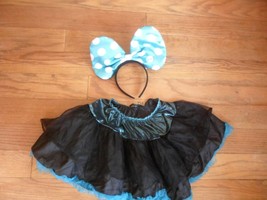 girls minnie mouse costume. large aqua head band bow &amp; black aqua skirt,... - £3.87 GBP