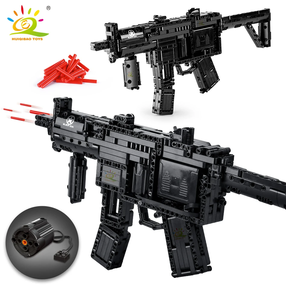 Huiqibao 783+PCS MP5 Tech Model Signal Gun Building Blocks Set Diy Shooting Game - £69.30 GBP