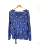 Lucky Brand Pullover Knit Top Womens Medium Long Sleeve Tie Detail Front... - $22.49