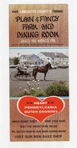 Plain &amp; Fancy Farm and Dining Room Brochure Bird in Hand Pennsylvania Amish  - £14.20 GBP