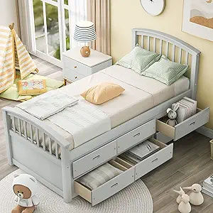 Merax Twin Size Platform Storage Bed Solid Wood Bed with 6 Drawers - $1,019.99
