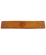 Wide Leather Bracelet Wristlet Flat Star Handcrafted Cuff Double Snap Boho - $15.34