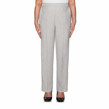 Alfred Dunner Women&#39;s High Waisted Straight Flat Front Pants Size 14 Gray SHORT - £21.29 GBP