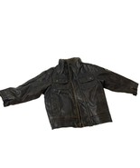 HAWKE &amp; CO Faux Leather Boy Bomber Jacket Sherpa Dark Brown Biker Vintag... - $610.10 MXN