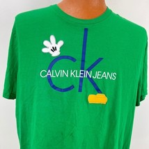 Calvin Klein Crew Neck T Shirt XXL Mickey Mouse Hand Shoe Green - £27.88 GBP