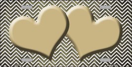 Gold White Small Chevron Hearts Print Oil Rubbed Metal Novelty License P... - £15.10 GBP