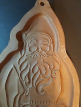 Santa with Apples Brown Longaberger Pottery Cookie Mold 1990 - £13.21 GBP