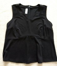 Simply Emma Plus Sleeveless Blouse Lace Inset Peplum Black Onyx New - £7.06 GBP
