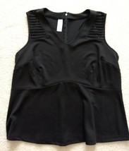 Simply Emma Plus Sleeveless Blouse Lace Inset Peplum Black Onyx New - £7.05 GBP