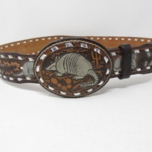 Vtg Hand Tooled Leather Armadillo Belt Texco Texas size 34 Western Cowbo... - £23.61 GBP