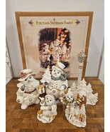 Vintage 2001 Collector&#39;s Edition Grandeur Noel Porcelain Snowman Family Set - £33.87 GBP