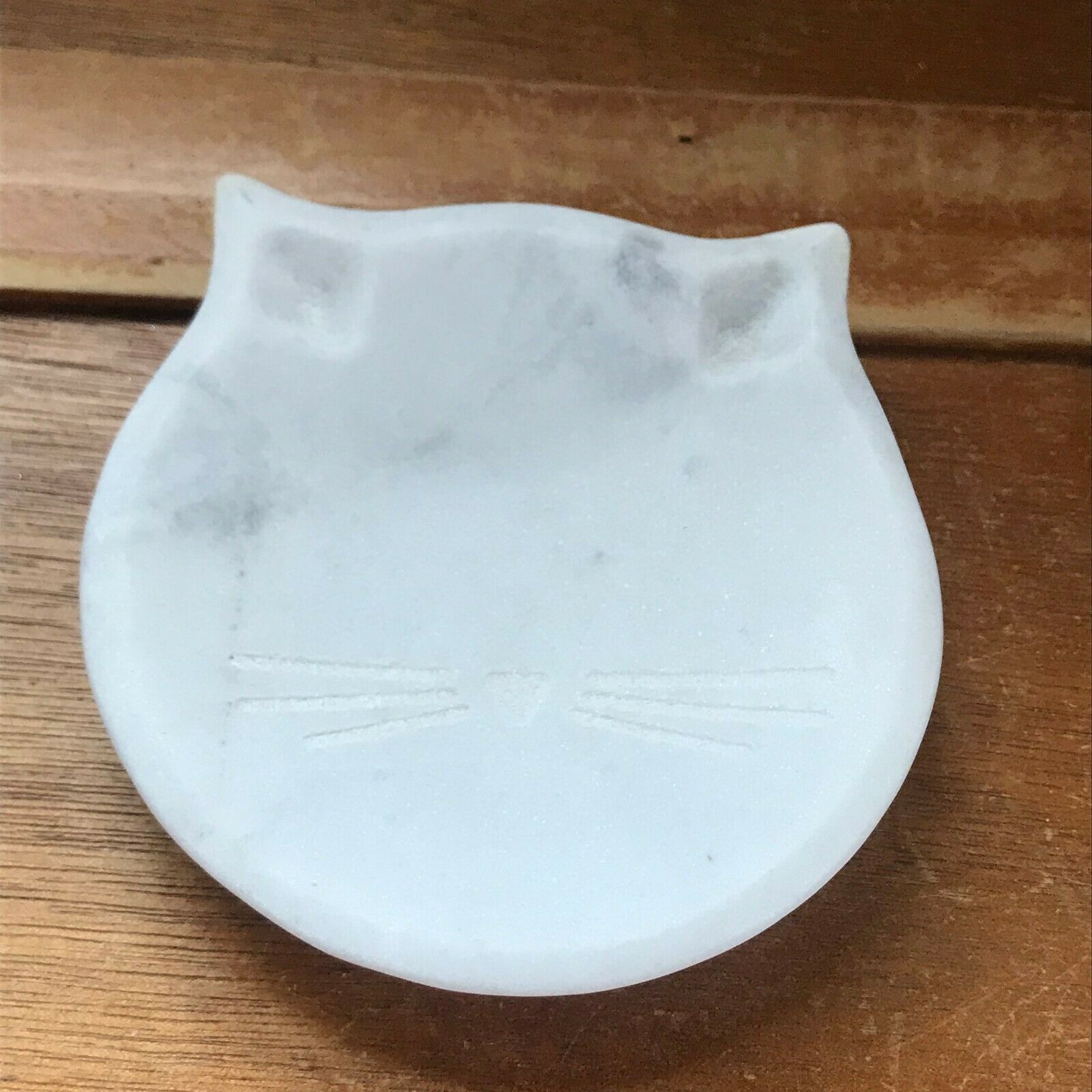 Primary image for Small Kate Spade for Lenox Gray & White Marble Stone Shallow Kitty Cat Trinket 