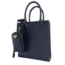 Prada Saffiano Leather Handbag Black Shoulder Bag 2way - £2,693.59 GBP
